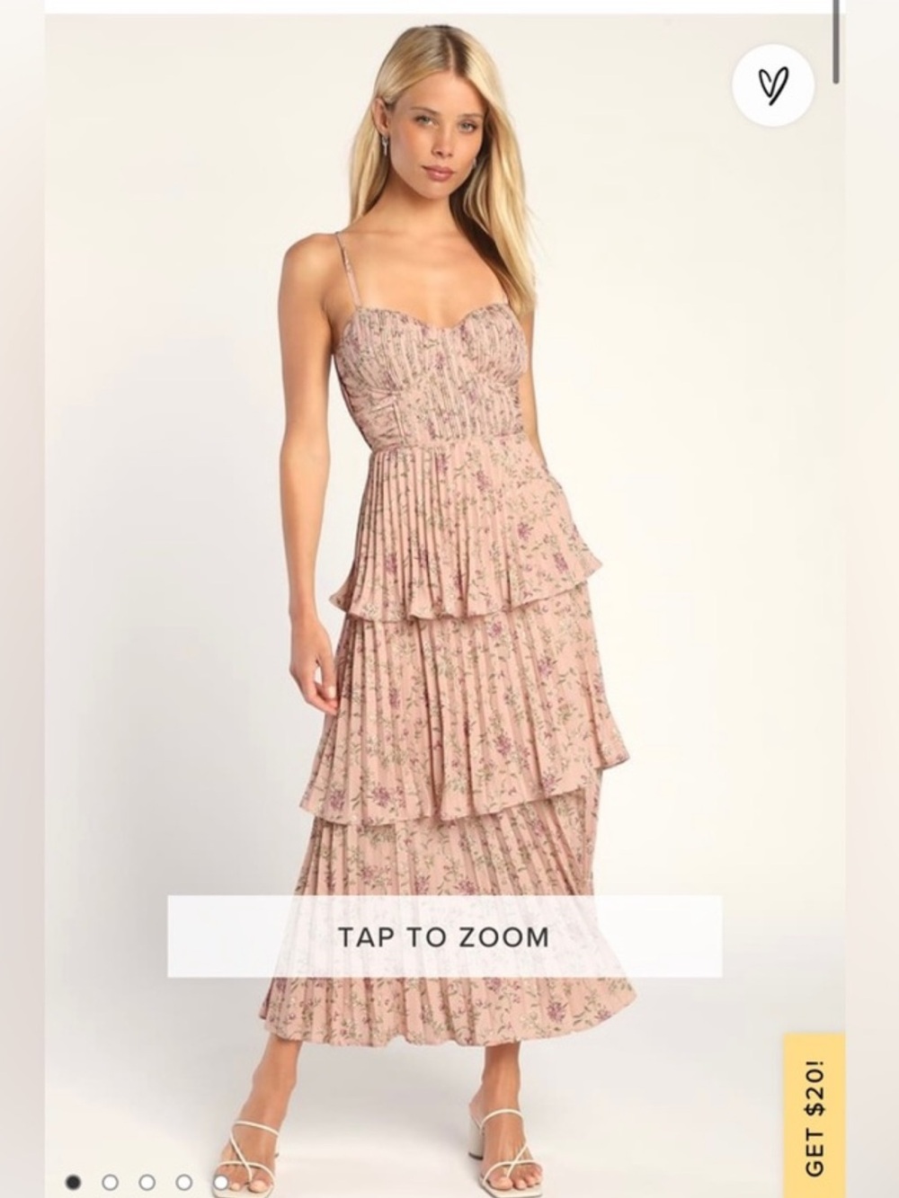 Lulu's Cascading Crush Pink Floral Print Tiered Bustier Midi Dress - Picture 3 of 5